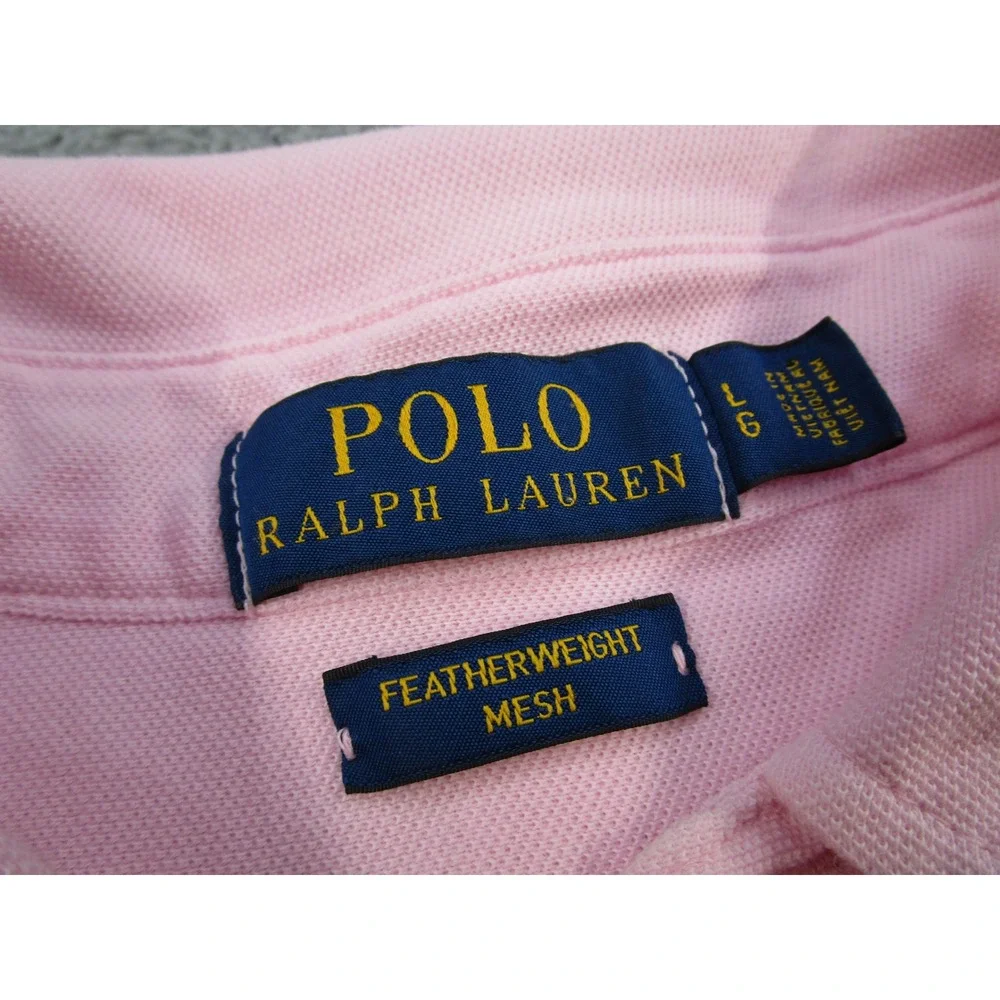 Polo Ralph Lauren Mens Pink Featherweight Mesh Long Sleeve Button Down Shirt L